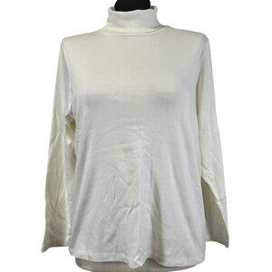 CJ Banks Turtleneck Top Womens Size 1X Ivory Long Sleeve Classic Fit Layering
